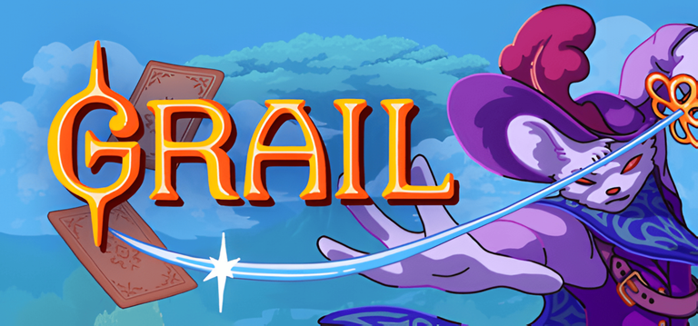 Обложка гайда по игре Grail — автоматическому карточному батлеру от Sokpop Collective. На картинке: пиксельный лес, карты с заклинаниями и искатель Святого Грааля. Полный гайд по стратегиям, достижениям и персонажам.
