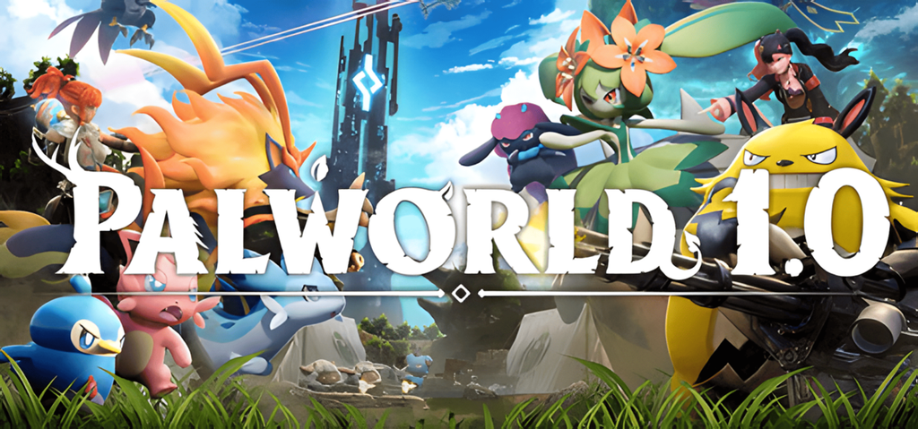 Обложка гайда по Palworld 1.0. Игрок с Палом на фоне открытого мира. Полный гайд по прохождению, боссам, достижениям и автоматизации базы.