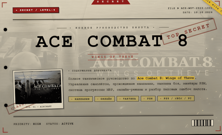 Ace Combat 8 Wings of Theve — Полный гайд