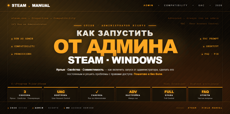 Как запустить Steam от имени администратора