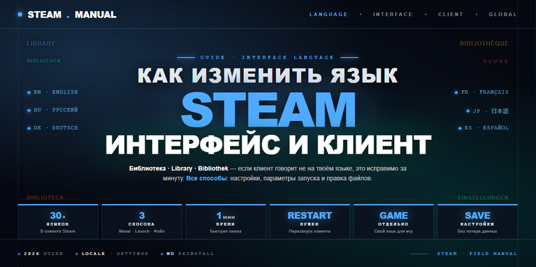 Как изменить язык интерфейса Steam