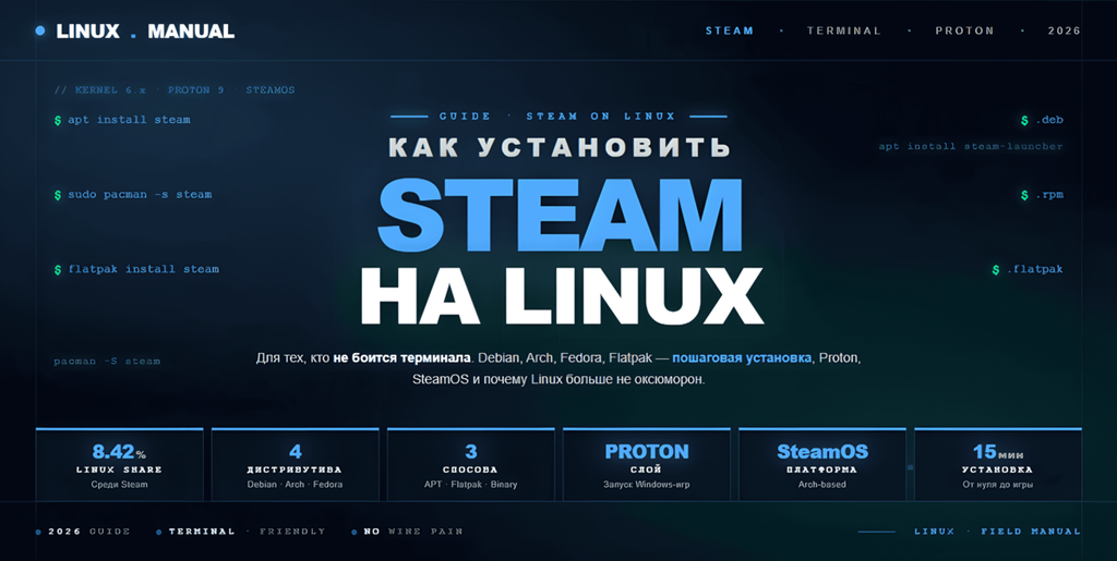 Как установить Steam на Linux